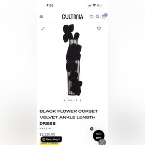 Haleia 3D Flower Decorated Corset gorgeous real Velvet dress.